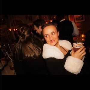 Cressida -Faux Fur Knit Long Sleeve Top - Black/White